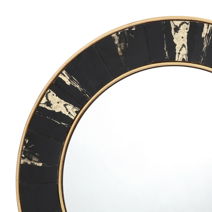 Dar Lighting Sidone Round Mirror With Black/Gold Foil Detail 80cm • 002SID80