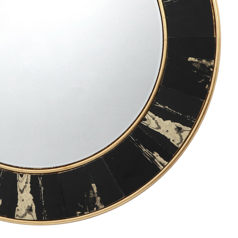 Dar Lighting Sidone Round Mirror With Black/Gold Foil Detail 80cm • 002SID80