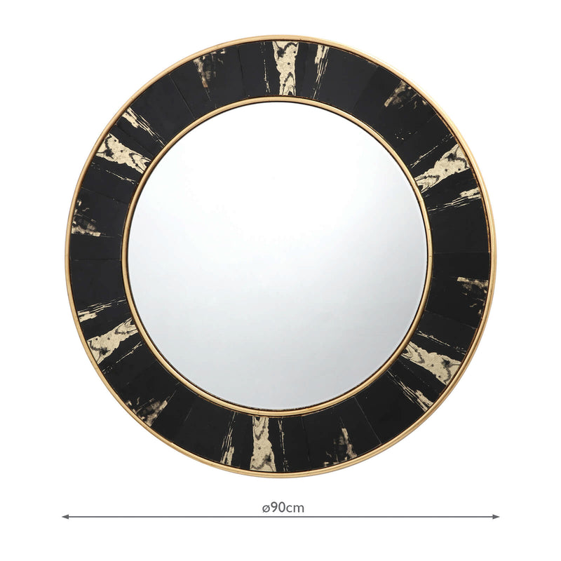 Dar Lighting Sidone Round Mirror With Black/Gold Foil Detail 80cm • 002SID80