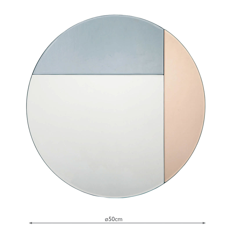 Dar Lighting Thalia Round Blue And Rose Gold Mirror 50cm • 002THA50