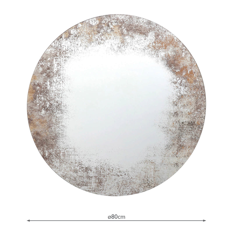 Dar Lighting Vixen Round Mirror With Foxed Detail 80cm • 002VIX80
