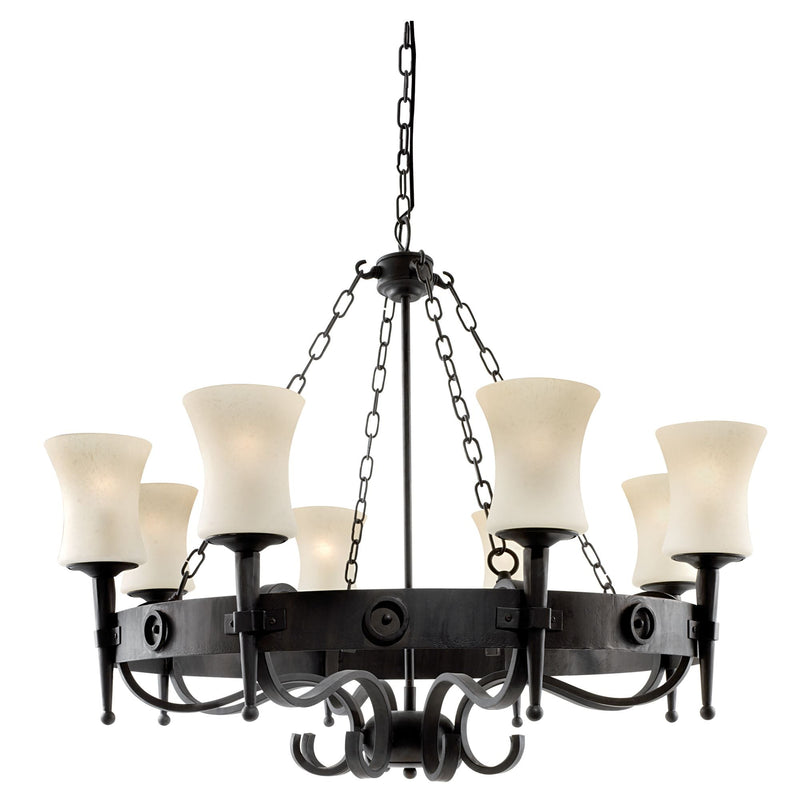 Searchlight Cartwheel - 8Lt Ceiling, Black Scavo Glass • 0818-8BK