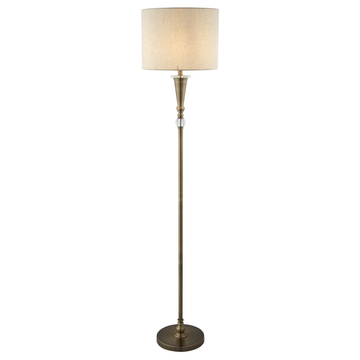 Searchlight Oscar 1Lt Floor Lamp, Antique Brass, Linen Shade • 1012AB