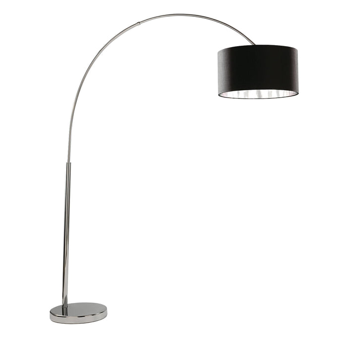 Searchlight Arcs Floor Lamp - Chrome/Black Shade Silver Liner • 1013CC