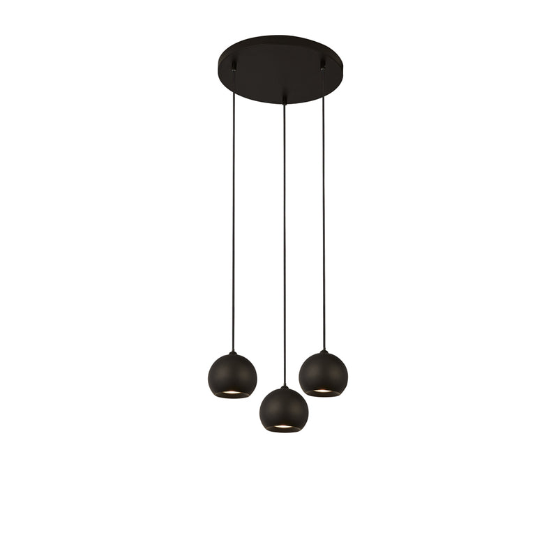 Searchlight Eindhoven 3 Light Matt Black Multi Drop Pendant • 1014-3BK