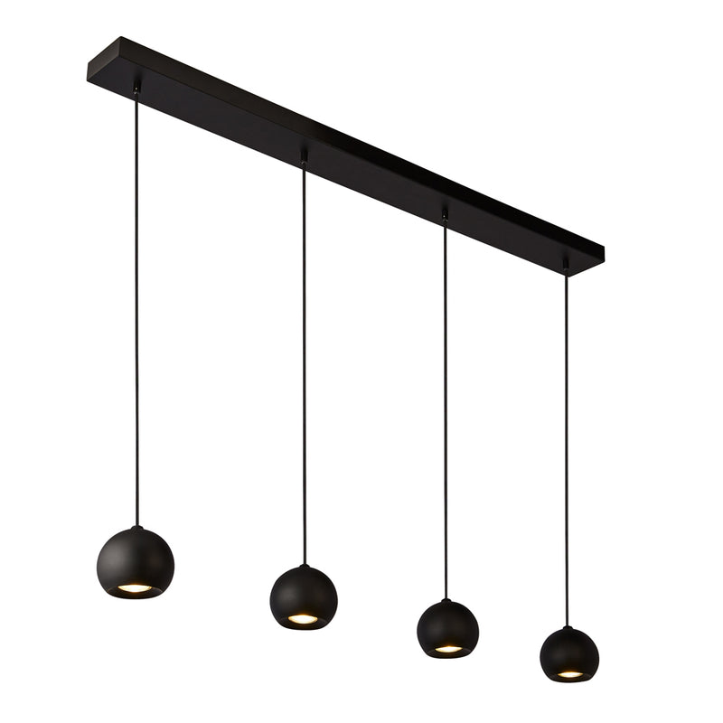 Searchlight Eindhoven 4 Light Matt Black Bar Pendant • 1014-4BK