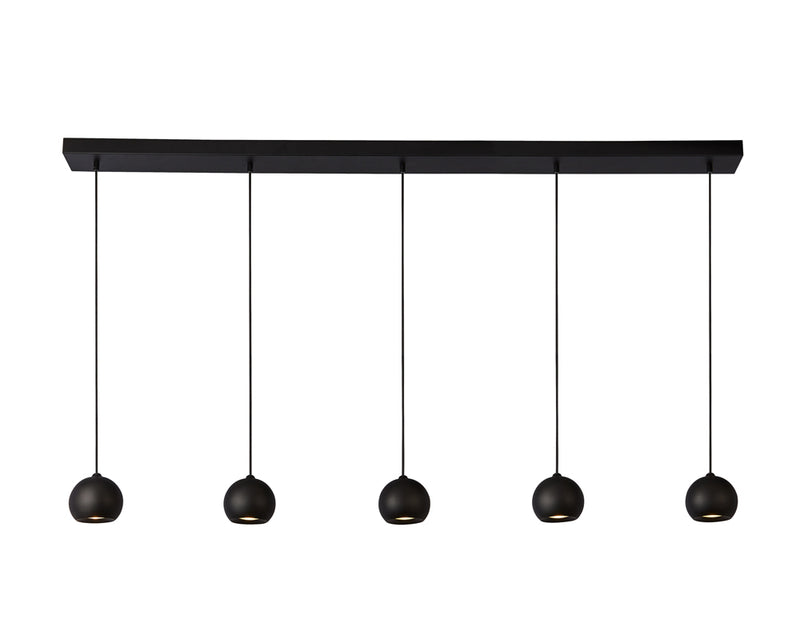 Searchlight Eindhoven 5 Light Matt Black Bar Pendant • 1014-5BK