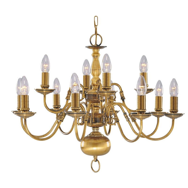 Searchlight Flemish - 12Lt Pendant, Antique Brass • 1019-12AB