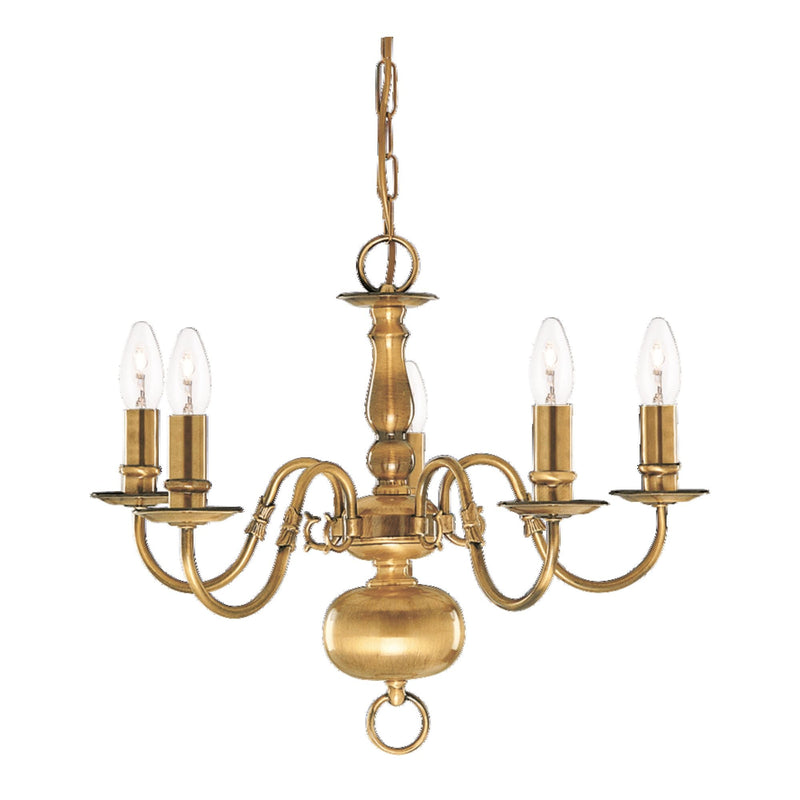 Searchlight Flemish - 5Lt Pendant, Antique Brass • 1019-5AB