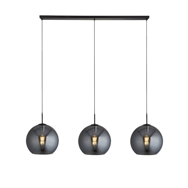 Searchlight Amsterdam 3Lt Bar Pendant Smoked Glass, Black • 1023-3SM