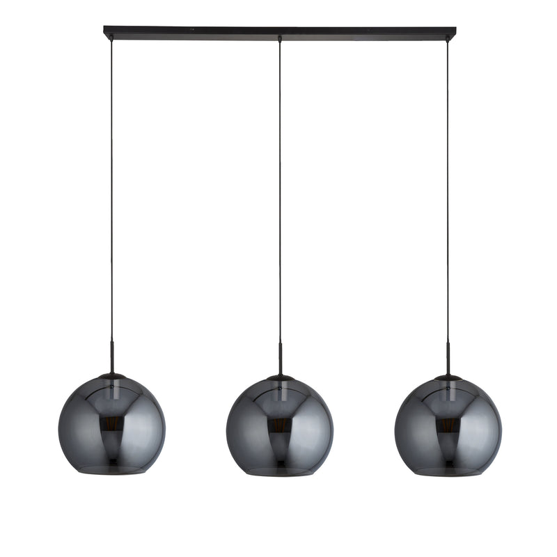 Searchlight Amsterdam 3Lt Bar Pendant Smoked Glass, Black • 1023-3SM