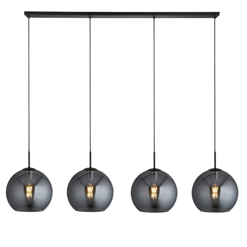 Searchlight Amsterdam 4Lt Bar Pendant Smoked Glass, Black • 1024-4SM