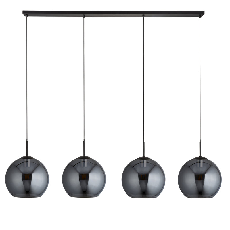 Searchlight Amsterdam 4Lt Bar Pendant Smoked Glass, Black • 1024-4SM