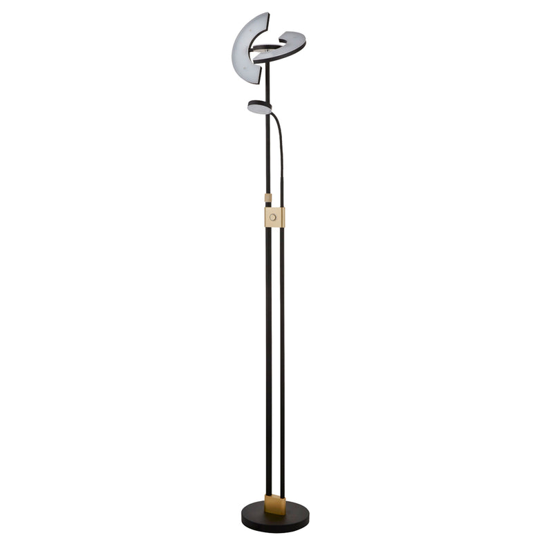 Searchlight Gio Led Mother & Child Floor Lamp Matt Black & Satin Brass • 1024MBSB