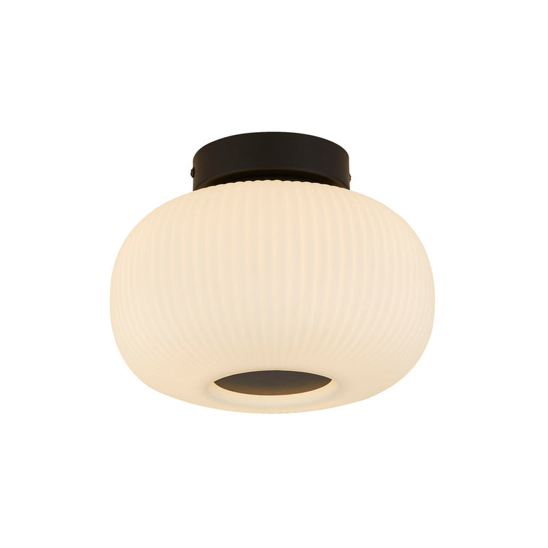 Searchlight Lumina 1Lt Ceiling Flush With Frosted Ribbed Glass • 10271-1BK