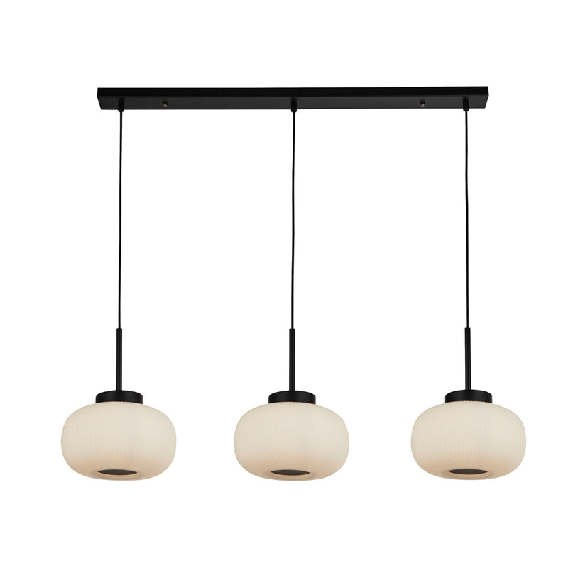 Searchlight Lumina 3Lt Bar Pendant With Frosted Ribbed Glass • 10271-3BK