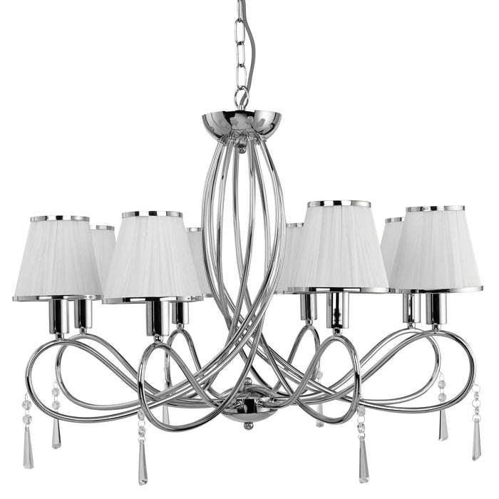 Searchlight Simplicity - 8Lt Ceiling, Chrome, Clear Glass, White String Shades • 1038-8CC