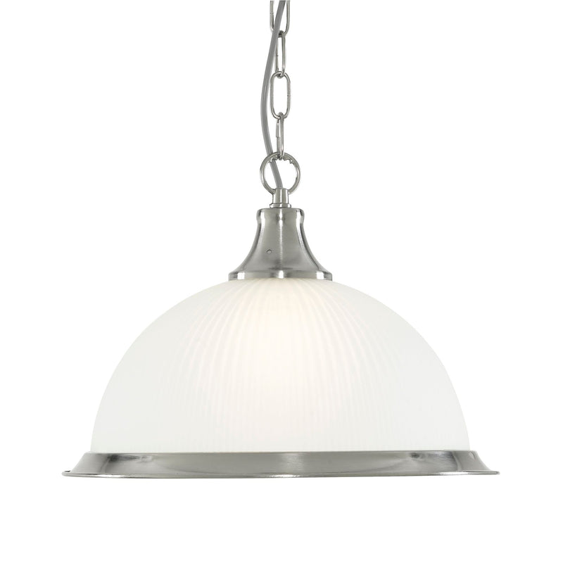 Searchlight American Diner - 1Lt Pendant, Satin Silver, Acid Glass • 1044