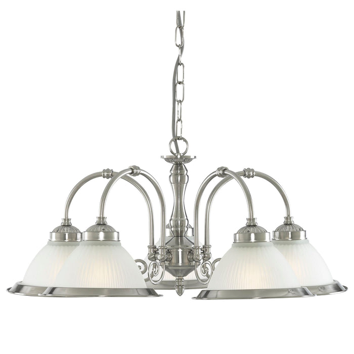 Searchlight American Diner - 5Lt Ceiling, Satin Silver, Acid Glass • 1045-5