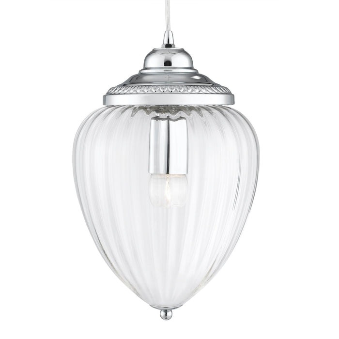 Searchlight Moscow  1Lt Pendant, Chrome, Clear Ribbed Glass • 1091CC