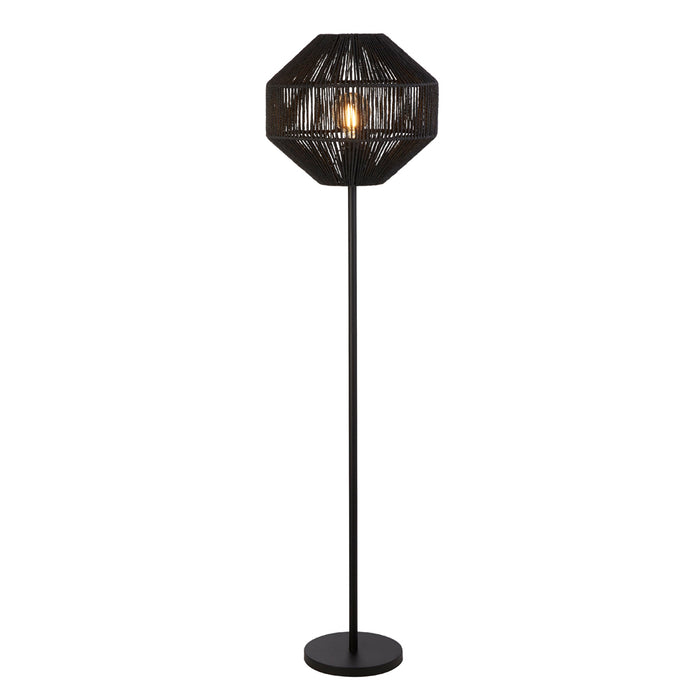 Searchlight Wicker 1Lt Floor Lamp, Black Wicker • 11202-1BK