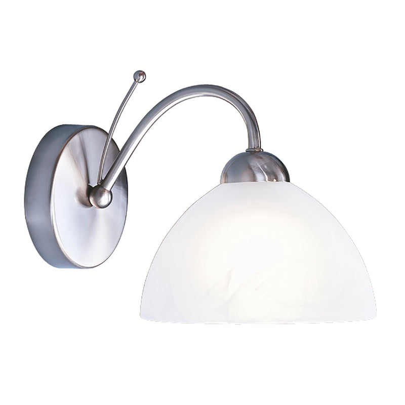 Searchlight Milanese - 1Lt Wall Bracket, Satin Silver, Alabaster Glass • 1131-1SS