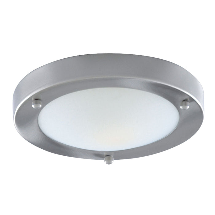 Searchlight Dublin Bathroom Flush Ip44 1Lt - 31Cm Sat/Silver Domed Wht Glass • 1131-31SS