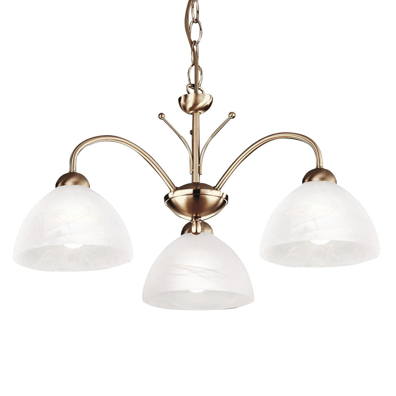 Searchlight Milanese - 3Lt Ceiling, Antique Brass, Alabaster Glass • 1133-3AB