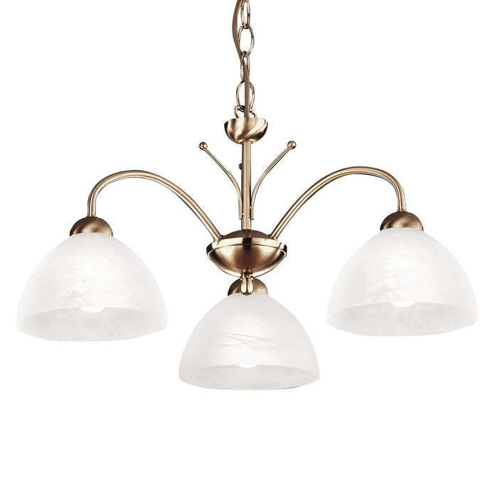 Searchlight Milanese - 3Lt Ceiling, Antique Brass, Alabaster Glass • 1133-3AB