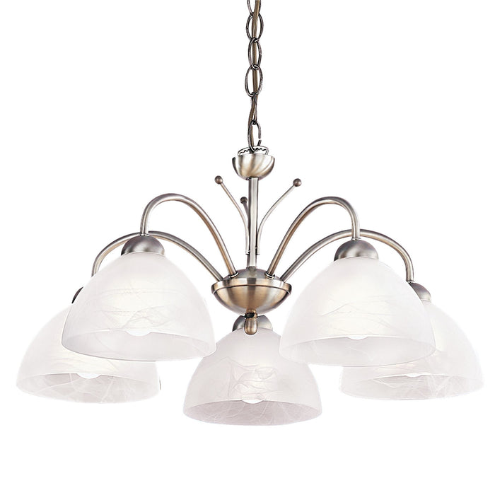 Searchlight Milanese - 5Lt Ceiling, Antique Brass, Alabaster Glass • 1135-5AB