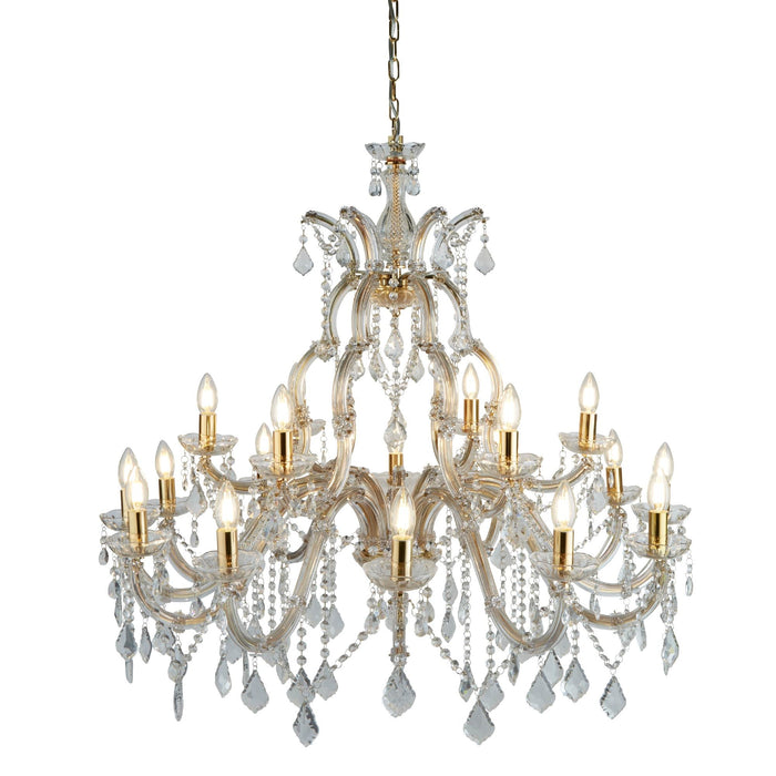 Searchlight Marie Therese - 18Lt Chandelier, Polished Brass, Clear Crystal • 1214-18