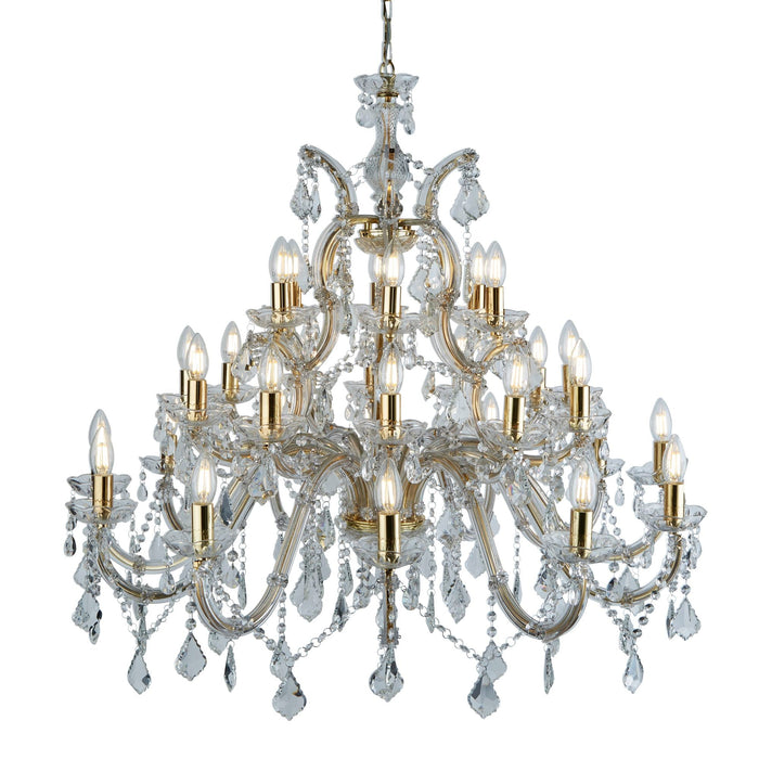 Searchlight Marie Therese - 30Lt Chandelier, Polished Brass, Clear Crystal • 1214-30