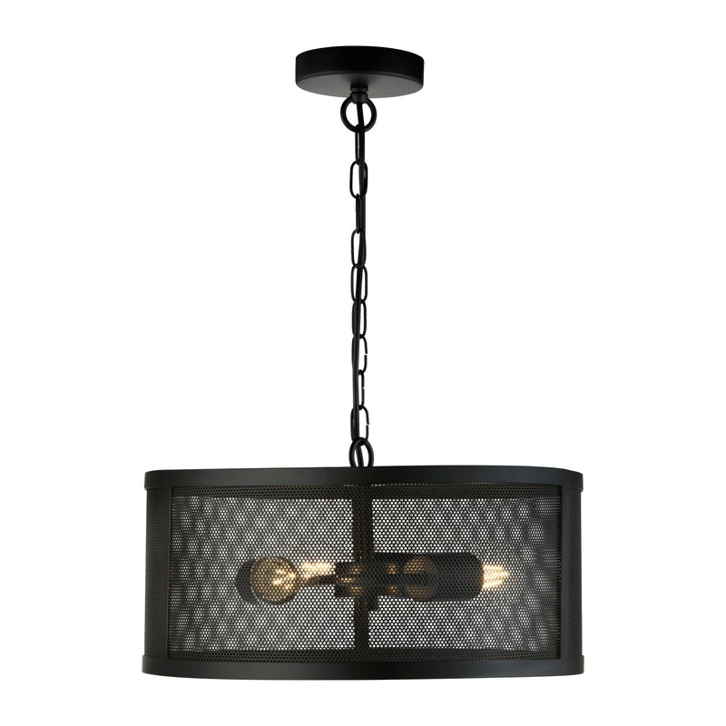 Searchlight Fishnet 3Lt Drum Pendant Matt Black • 12483-3BK
