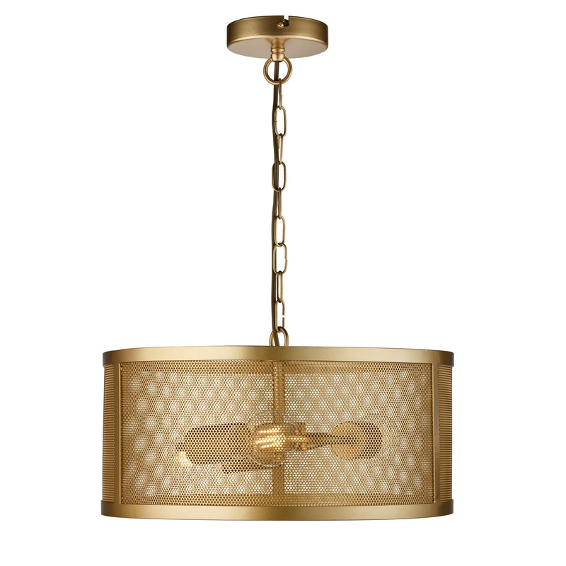 Searchlight Fishnet 3Lt Drum Pendant Matt Gold • 12483-3GO