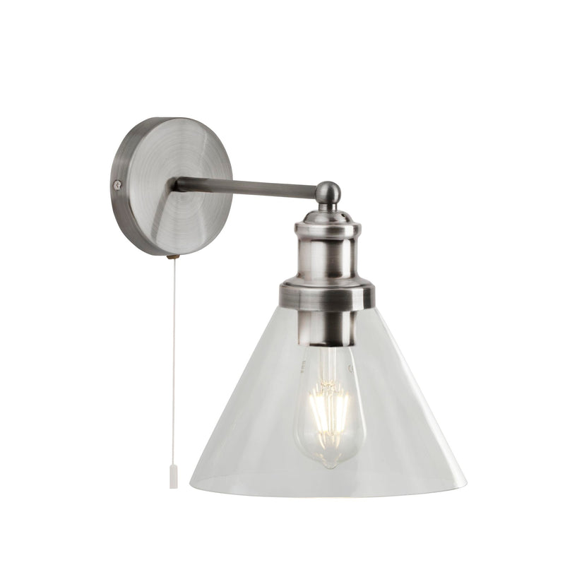 Searchlight Pyramid Wall Light - Ss, Clear Glass Shade • 1277SS