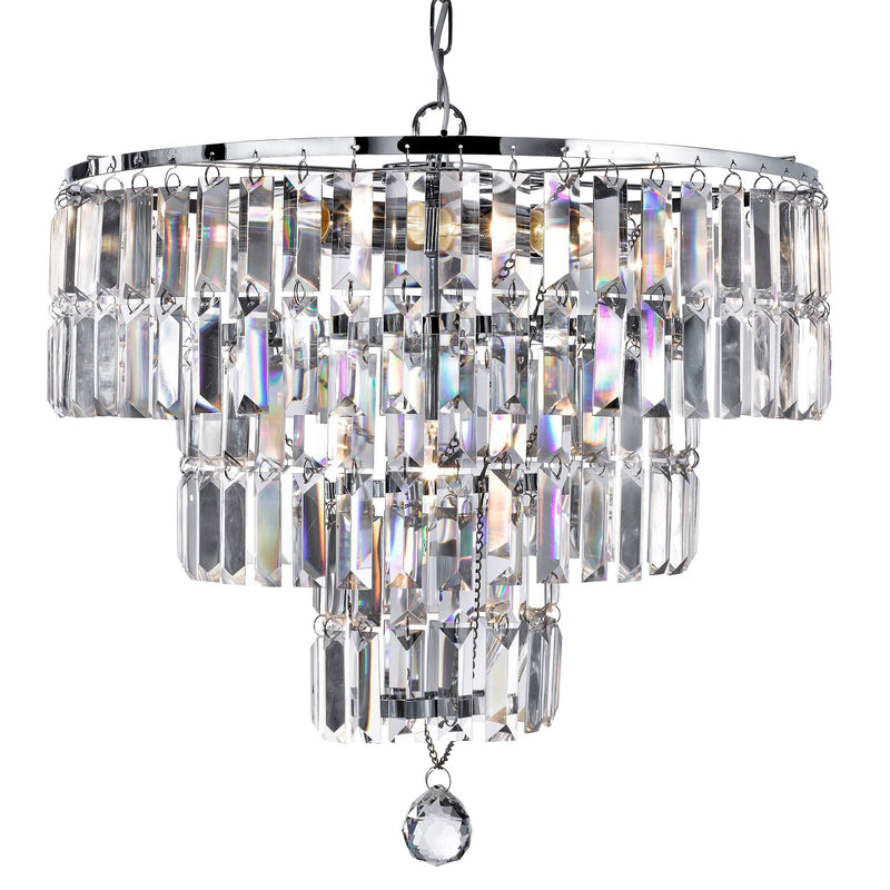Searchlight Empire - 5Lt Chandelier, Chrome, Clear Crystal • 1375-5CC