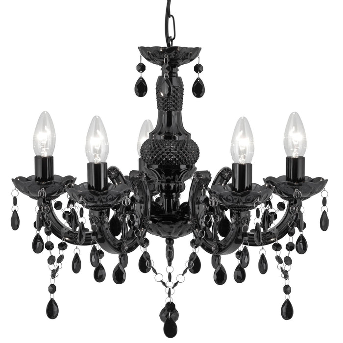 Searchlight Marie Therese - 5Lt Ceiling, Black Glass/Acrylic • 1455-5BK