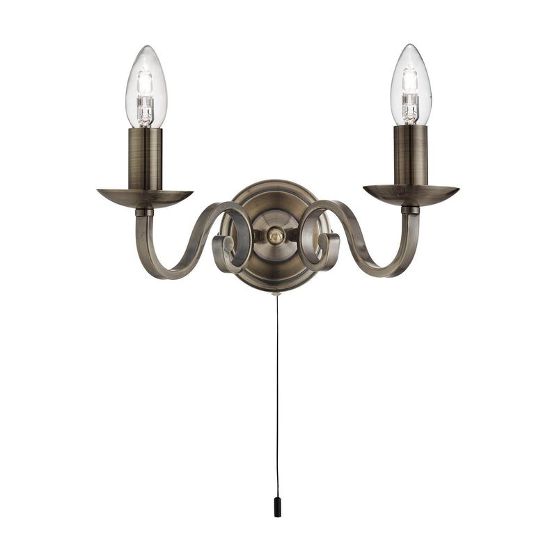 Searchlight Richmond - 2Lt Wall Bracket, Antique Brass, Scroll Arms • 1502-2AB