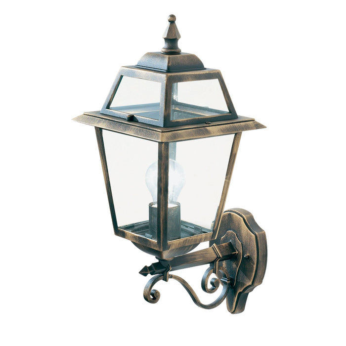 Searchlight New Orleans - 1Lt Outdoor (Uplight) Wall Bracket, Black Gold, Clear Glass • 1521