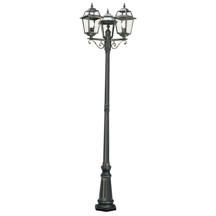 Searchlight New Orleans - 3Lt Outdoor Post (Height 230Cm) Black Gold, Clear Glass • 1528-3