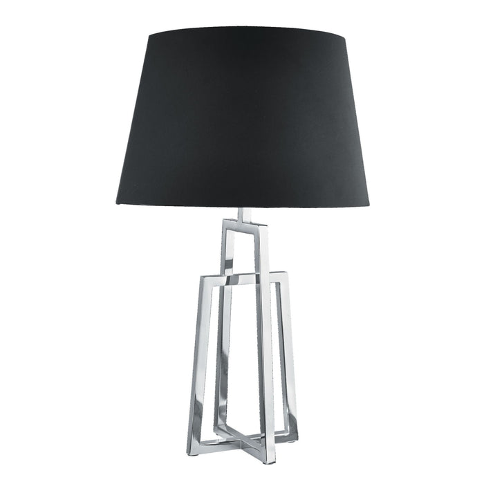 Searchlight York Table Lamp Crossed Frame, Chrome, Black Tapered Shade • 1533CC-1