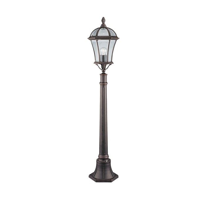 Searchlight Capri - 1Lt Outdoor Post (Height 95Cm), Rustic Brown, Clear Glass • 1568