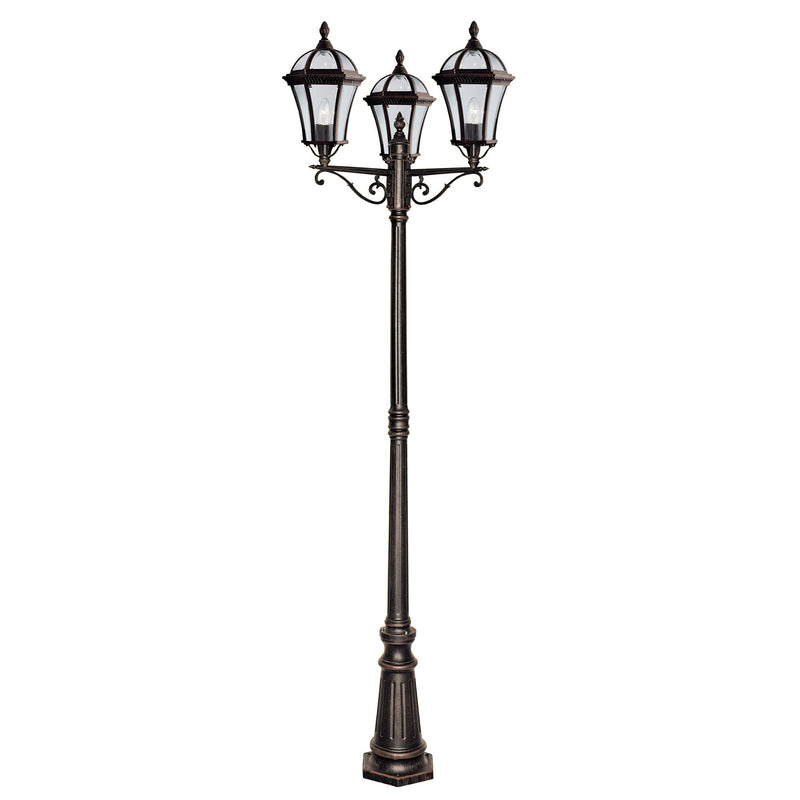 Searchlight Capri - 3Lt Outdoor Post (Height 235Cm), Rustic Brown, Clear Glass • 1569-3