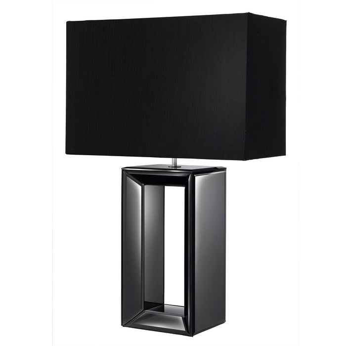 Searchlight Mirror Table Lamp - Tall Black -  Black Faux Silk Shade • 1610BK
