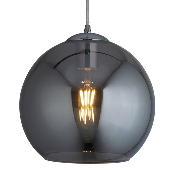 Searchlight Balls 1Lt Round Pendant (25Cm Dia), Smoked Glass, Chrome • 1621SM