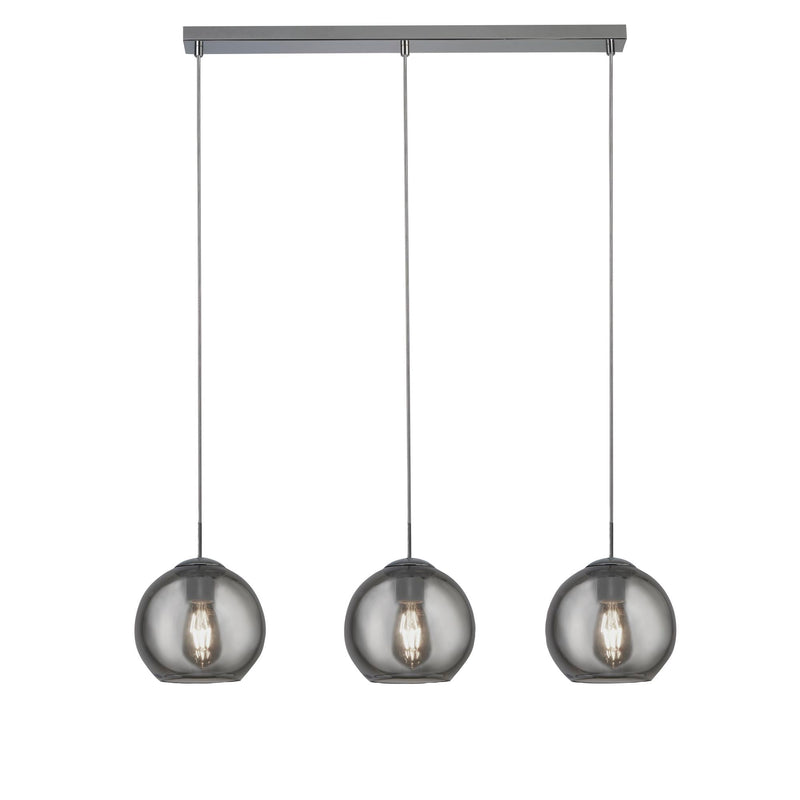 Searchlight Balls  3Lt Bar Pendant, Chrome With Smoke Glass • 1623-3SM