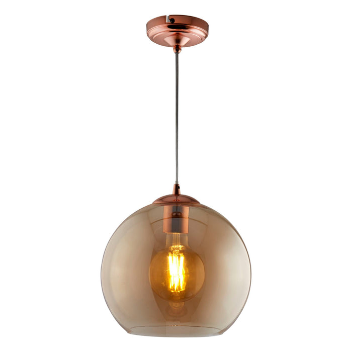 Searchlight Balls 1Lt Round Pendant (35Cm Dia), Amber Glass, Antique Brass • 1635AM