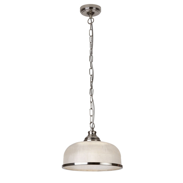 Searchlight Bistro Ii - 1Lt Pendant, Satin Silver, Halophane Glass • 1682SS