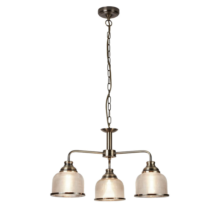 Searchlight Bistro Ii - 3Lt Ceiling, Antique Brass, Halophane Glass • 1683-3AB