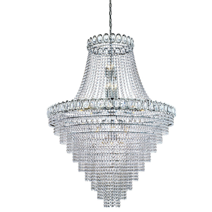 Searchlight Louis Philipe Crystal - 28Lt Tiered Chandelier, Clear Crystal Dressing, Chrome Frame • 1711-102CC